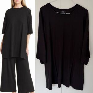 DRESSED IN LALA Lex Ribbed Oversize T-Shirt in Black